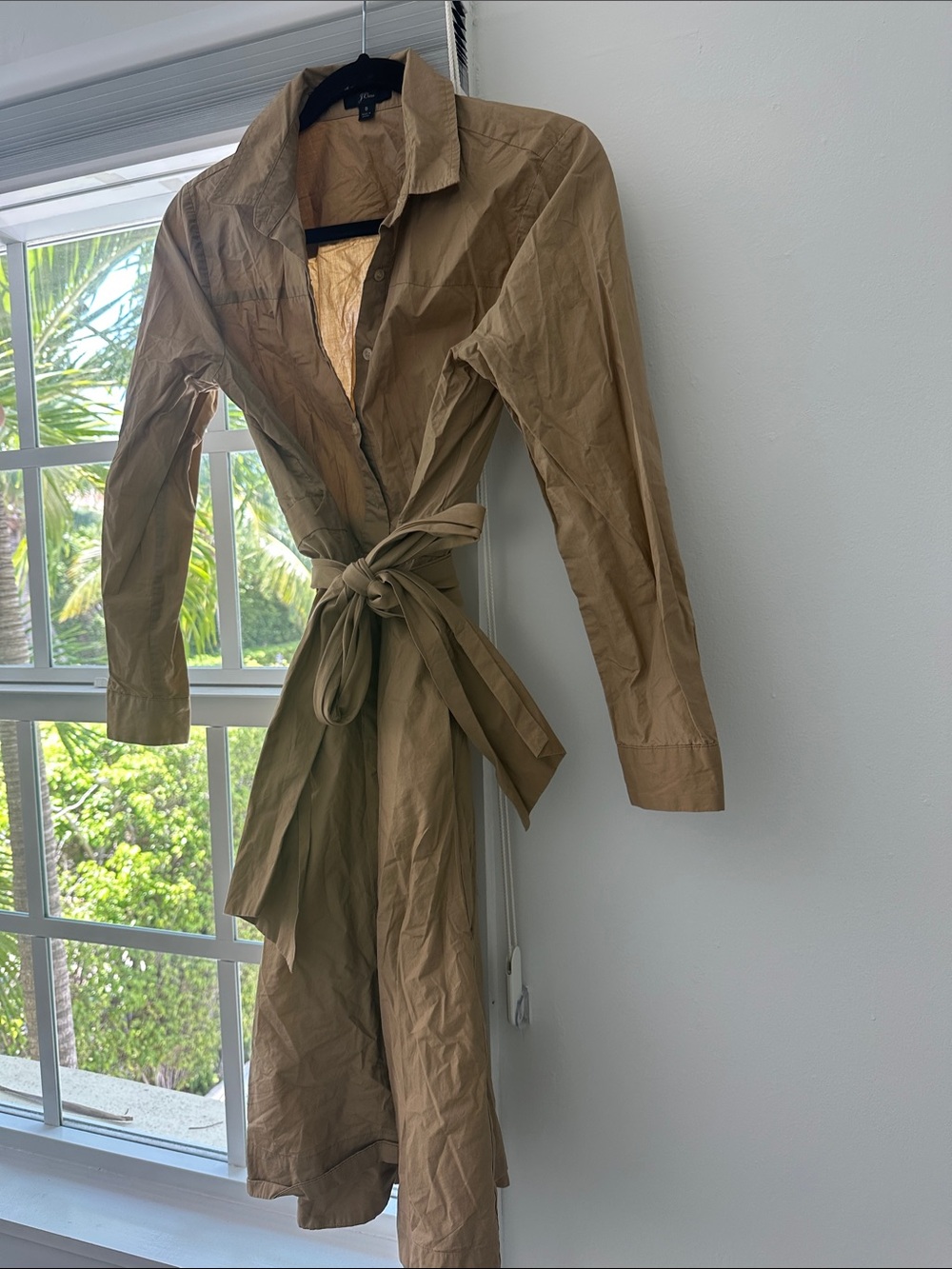 J. Crew Tan Belted Trench Shirt-Dress